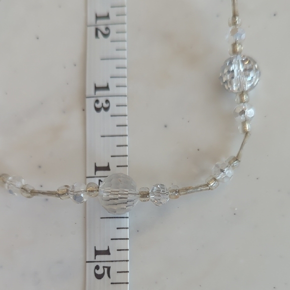 Vintage Silver, Gold, & Clear Beaded Necklace - Picture 3 of 3